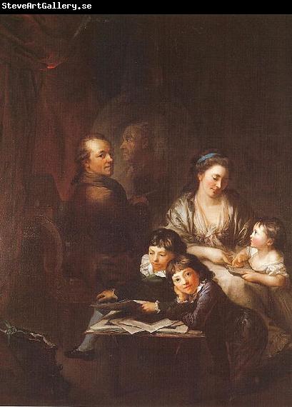 Anton  Graff The Artist s family before the portrait of Johann Georg Sulzer